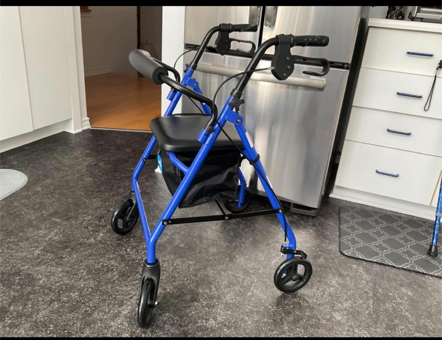 Medline Blue Rollator Walker with Seat & Storage