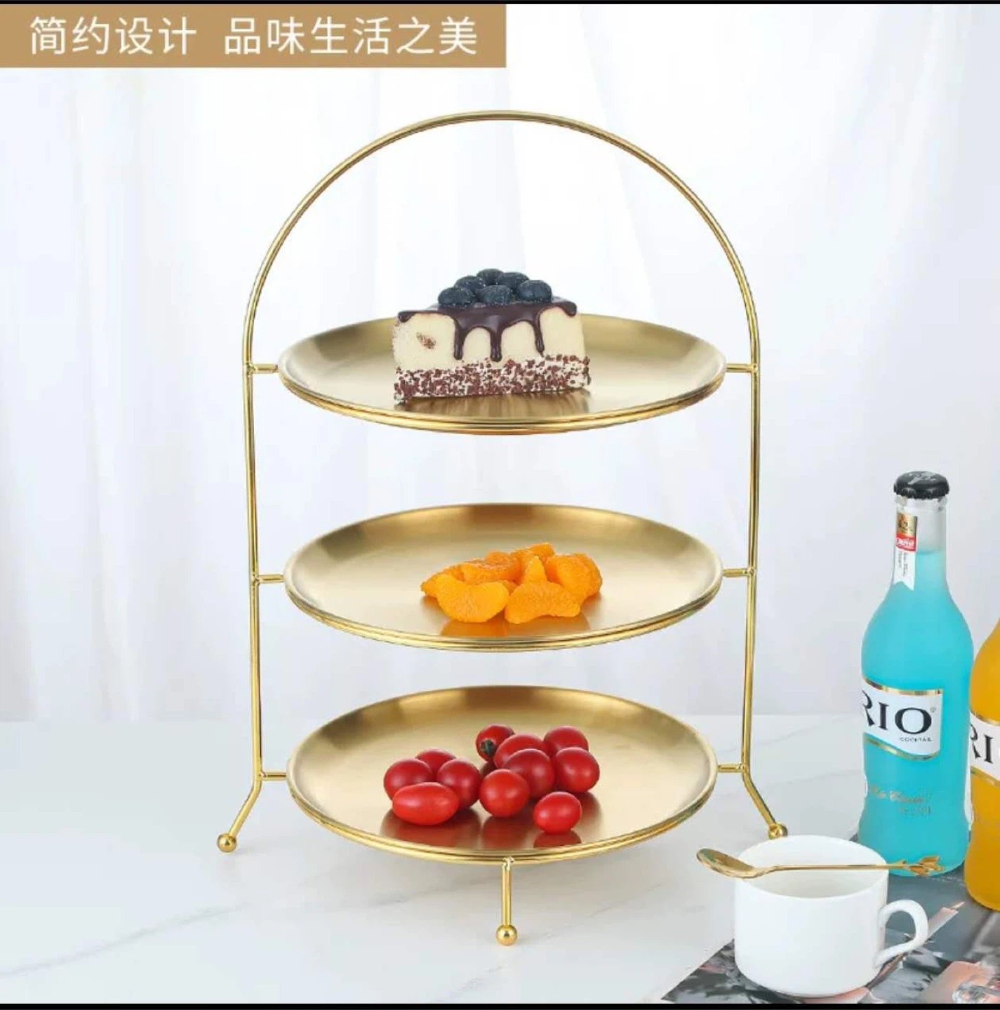 Gold 3-Tier Dessert Stand - 42cm Height (plates not included) - photo 3
