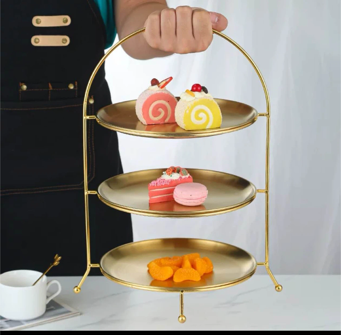 Gold 3-Tier Dessert Stand - 42cm Height (plates not included) - photo 4