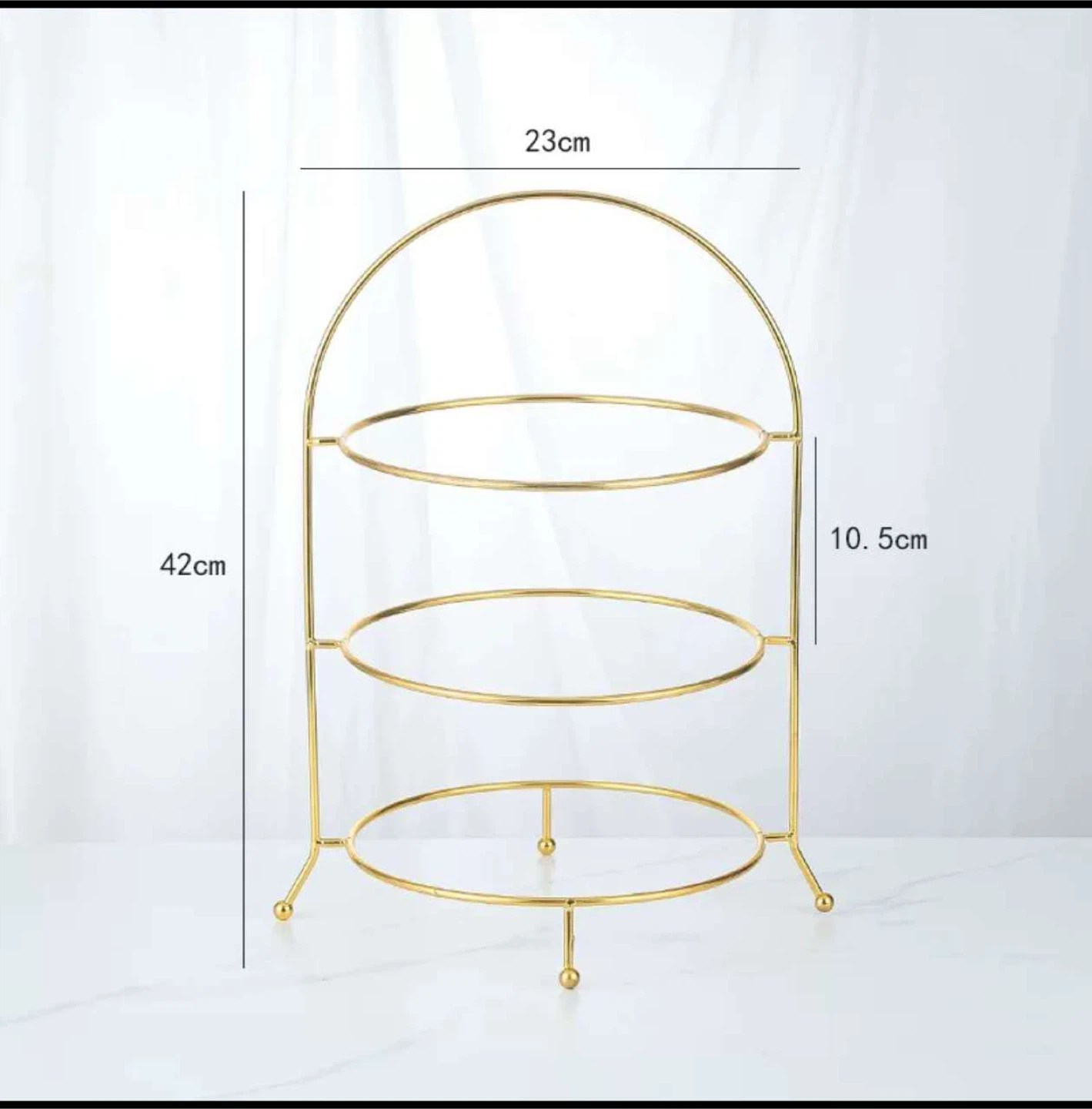Gold 3-Tier Dessert Stand - 42cm Height (plates not included) - photo 2