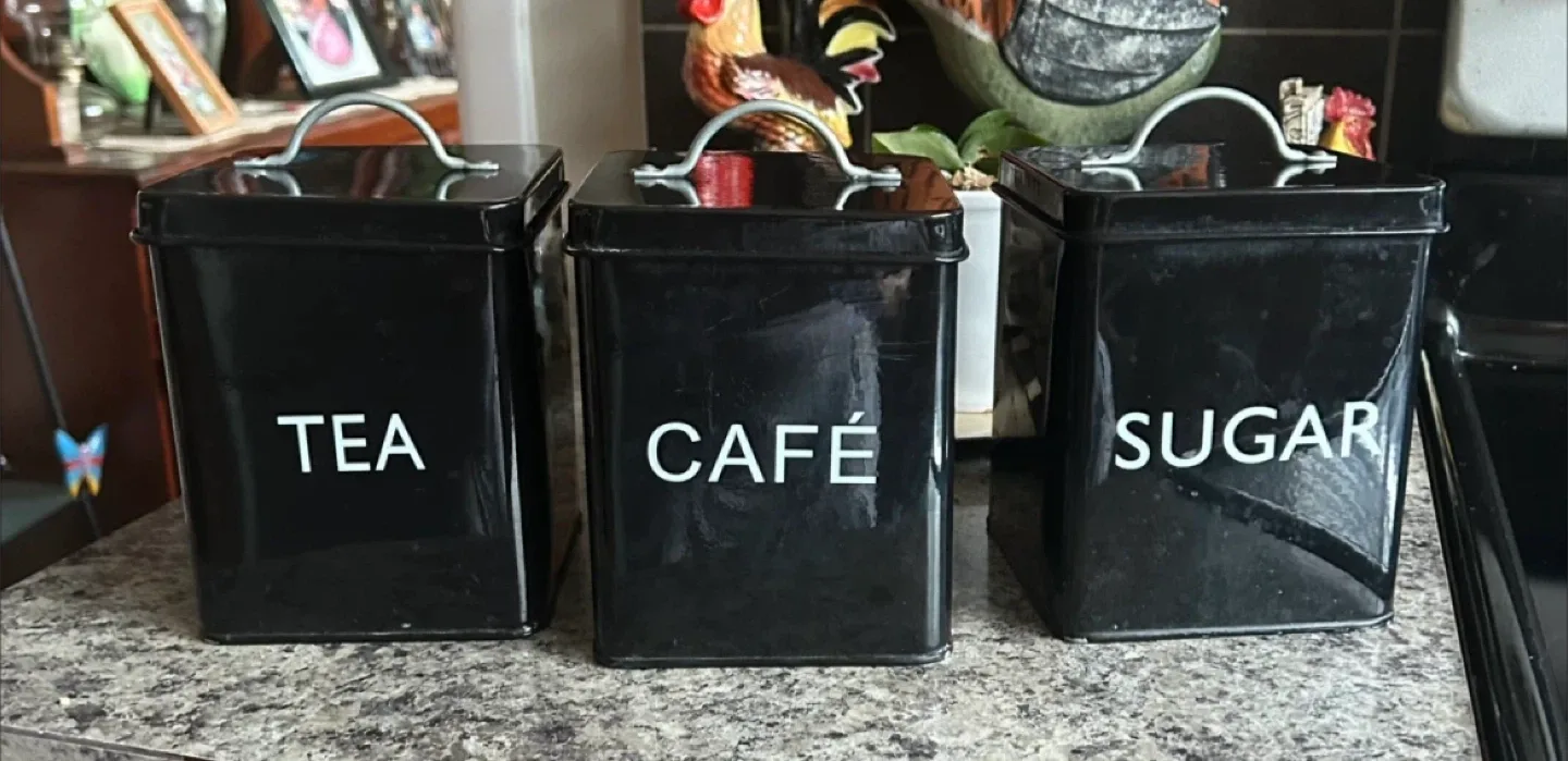 Black Tea, Café, Sugar Canisters - Set of 3