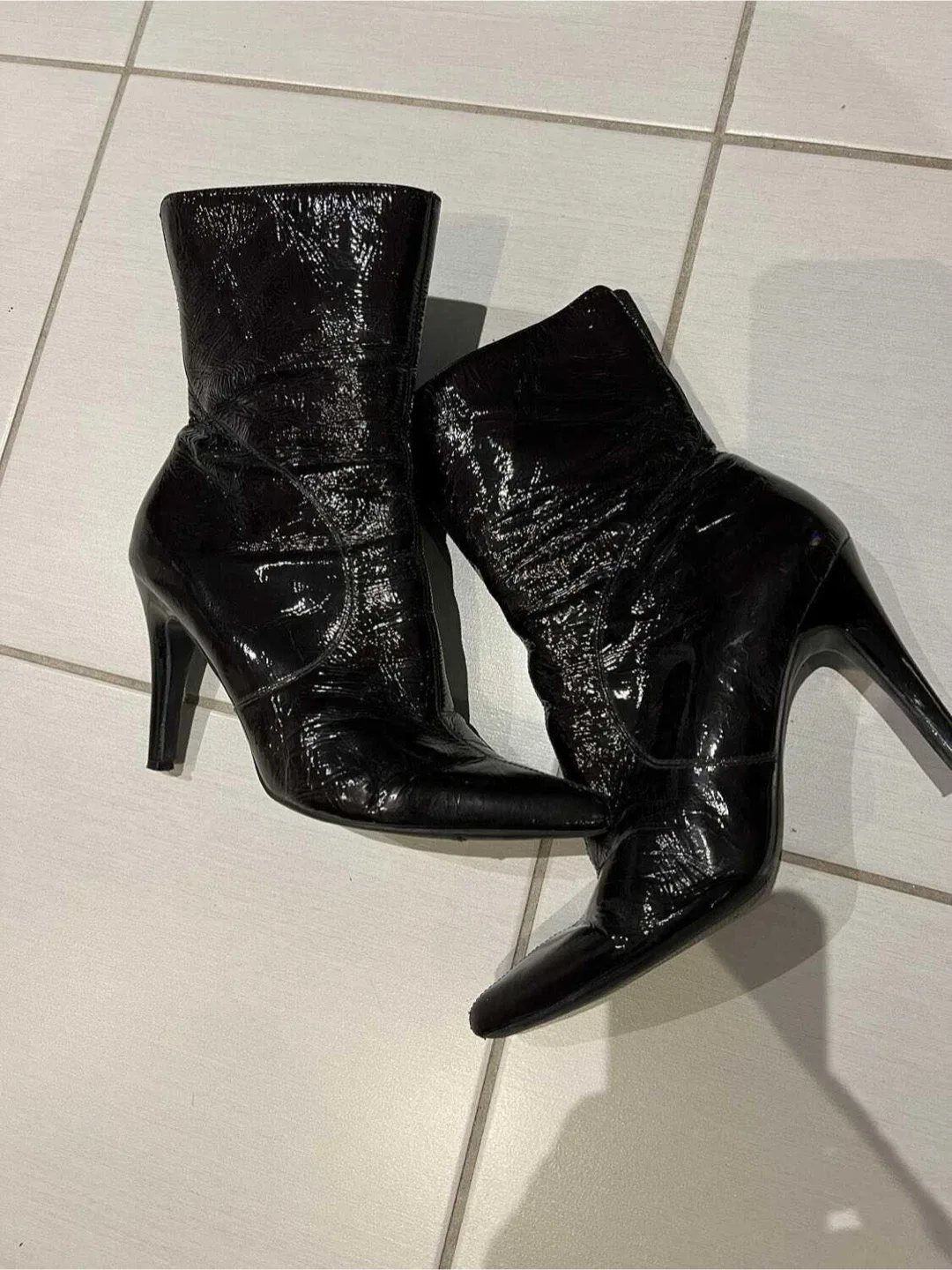 Black Patent Leather Ankle Boots
