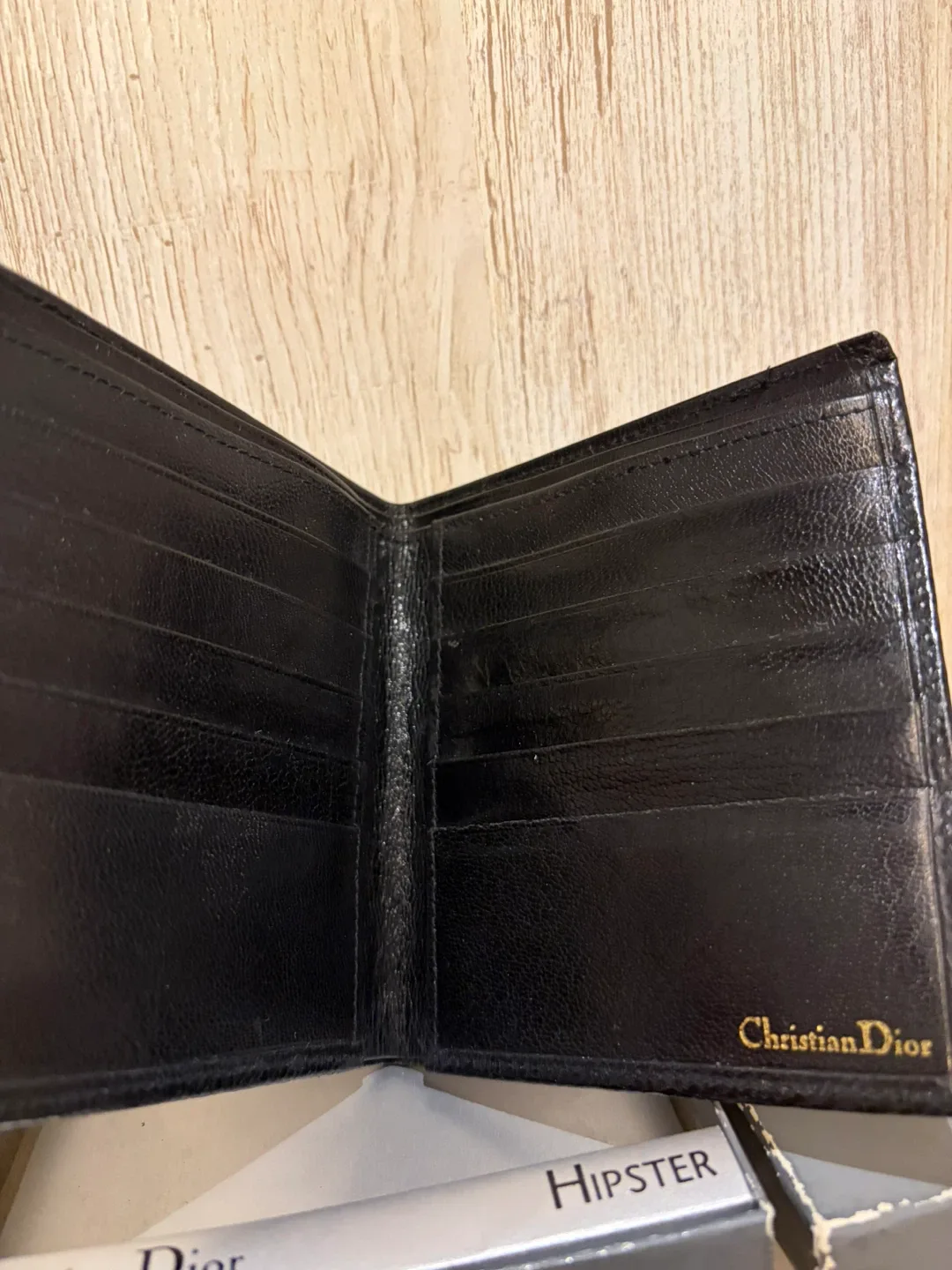 Vintage Christian Dior Hipster Black Leather Wallet image indicator(6)