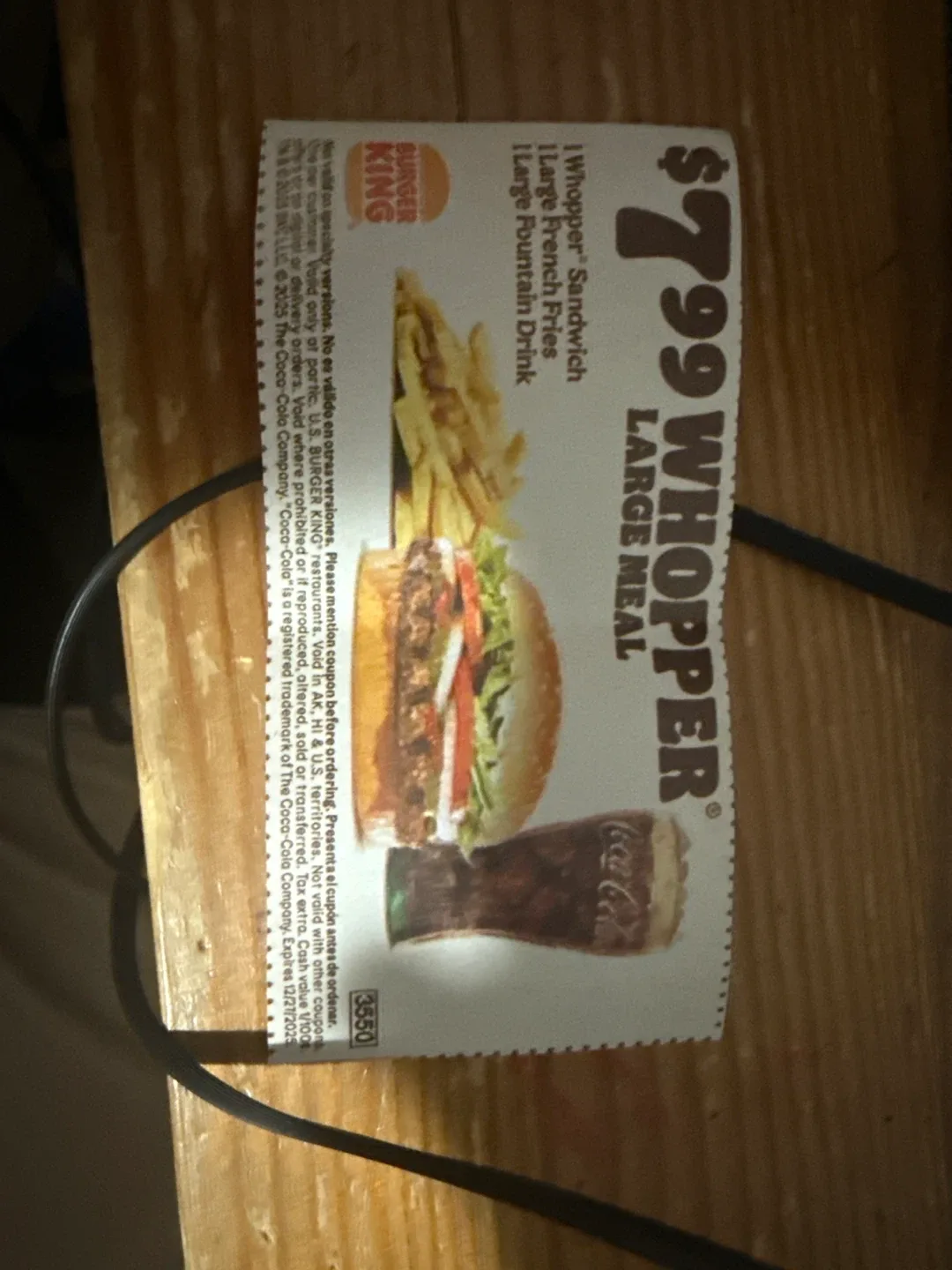 Larger whopper meal coupon #cleanout