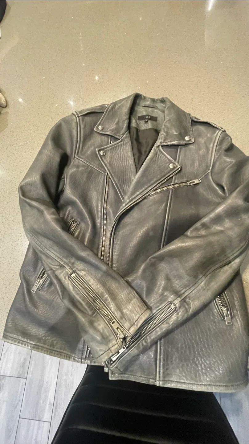 Iro Ash Gray Leather Motorcycle Jacket