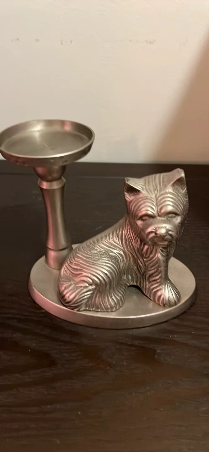 Pewter Dog Candle Holder