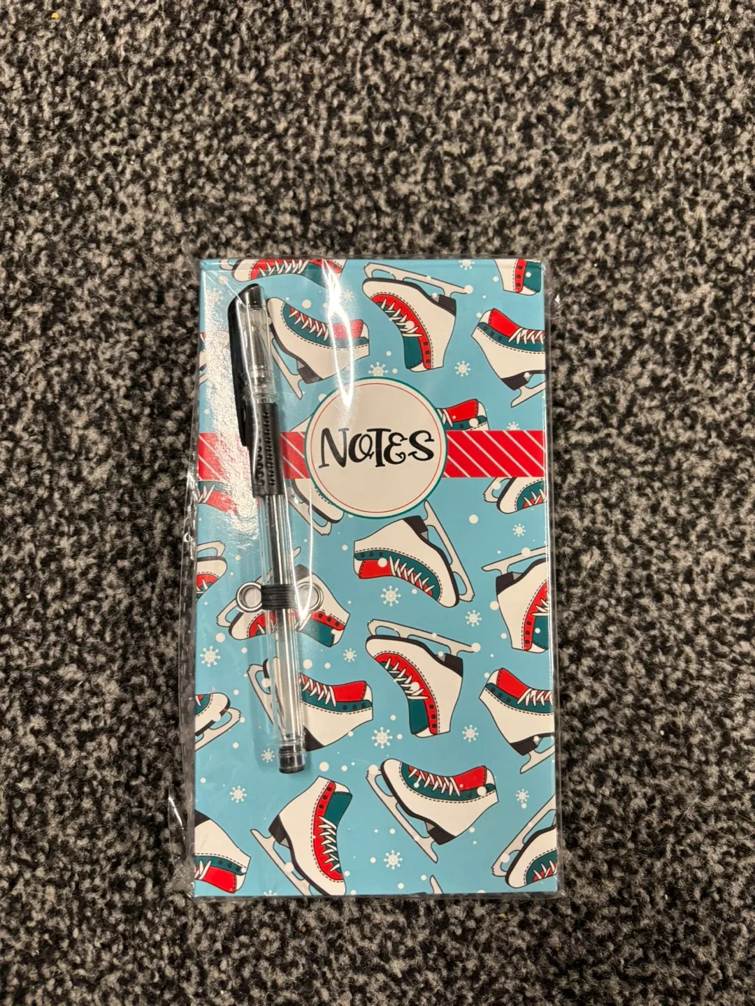Notes Notebook with Pen - Ice Skates Design