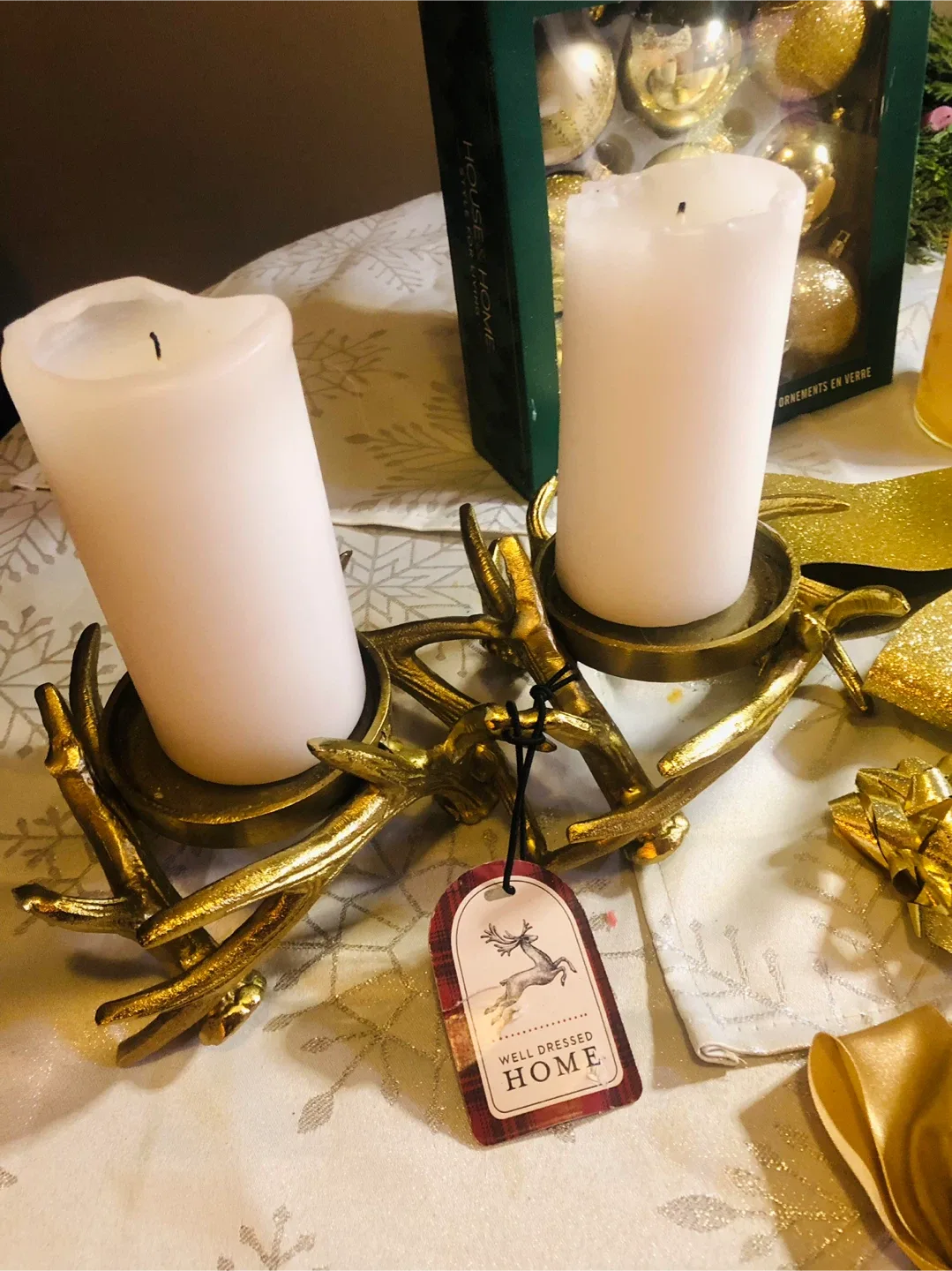 Christmas Gold Decor Lot: Homesense Candle & NEW Soap  #Cleanout image indicator(2)