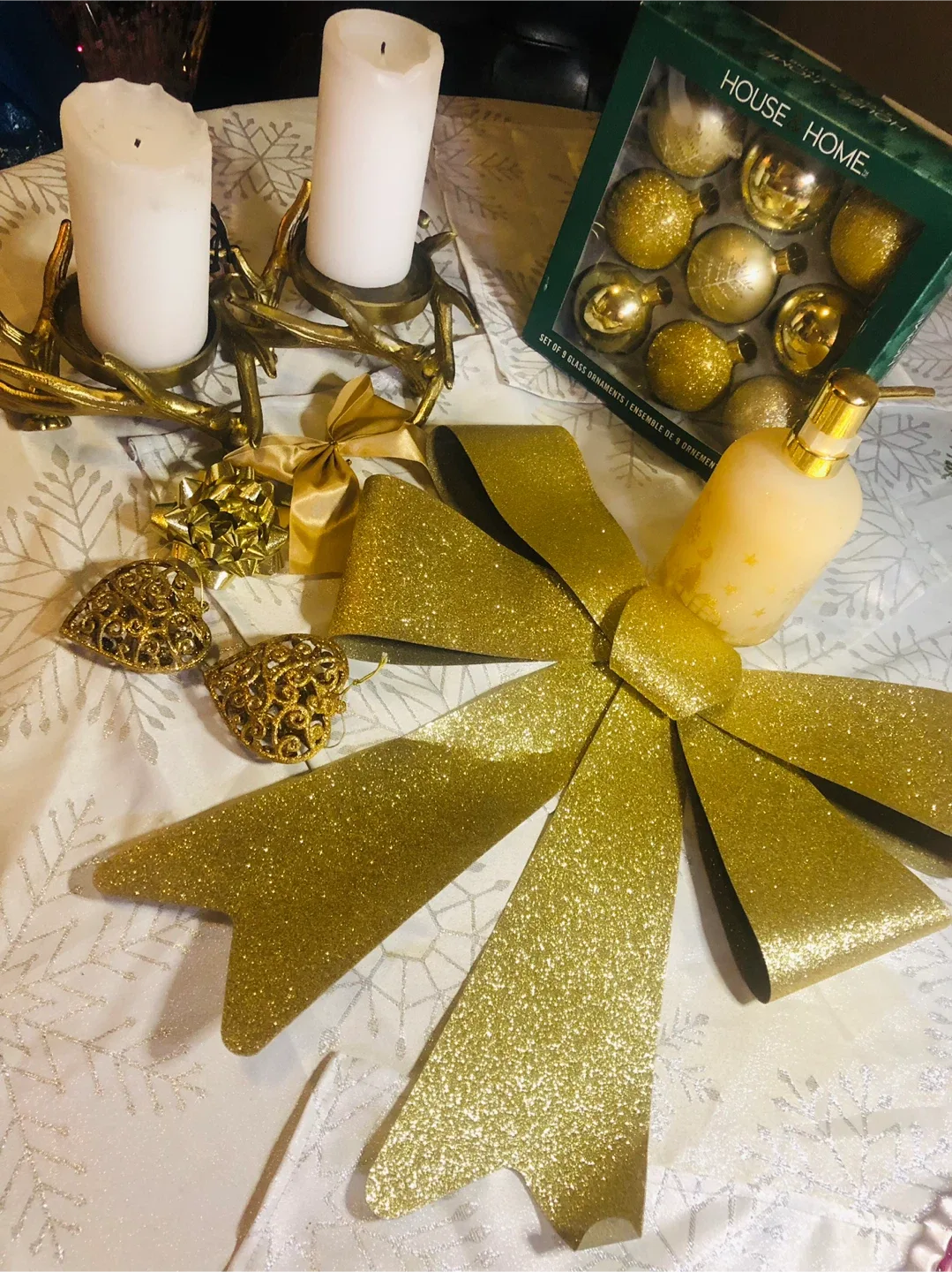 Christmas Gold Decor Lot: Homesense Candle & NEW Soap  #Cleanout image indicator(8)