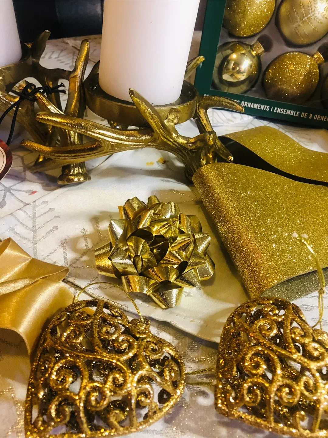 Christmas Gold Decor Lot: Homesense Candle & NEW Soap  #Cleanout image indicator(7)