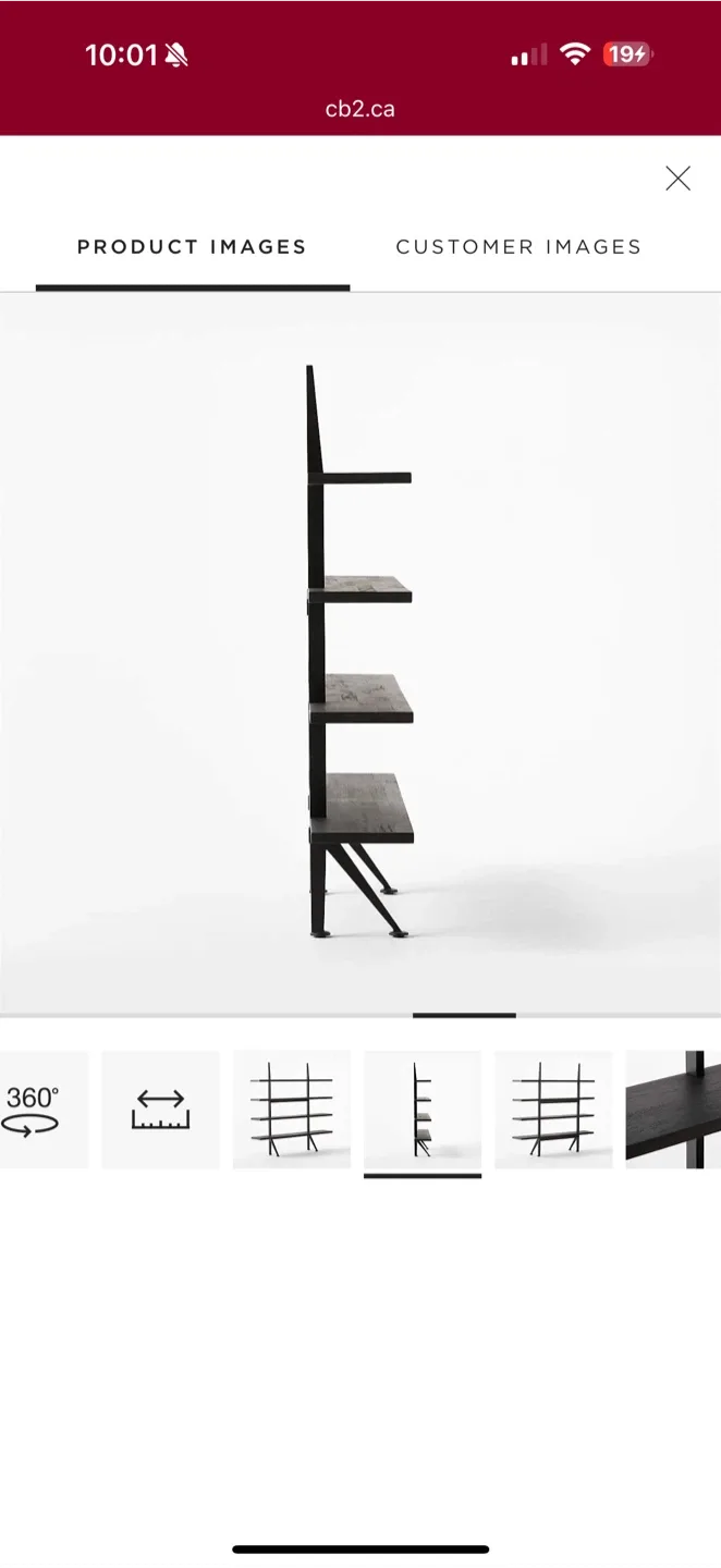 CB2 Azzurra Black Metal and Wood Bookshelf image indicator(3)