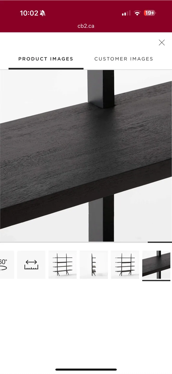 CB2 Azzurra Black Metal and Wood Bookshelf image indicator(6)