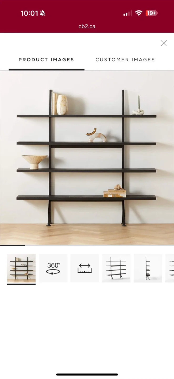 CB2 Azzurra Black Metal and Wood Bookshelf