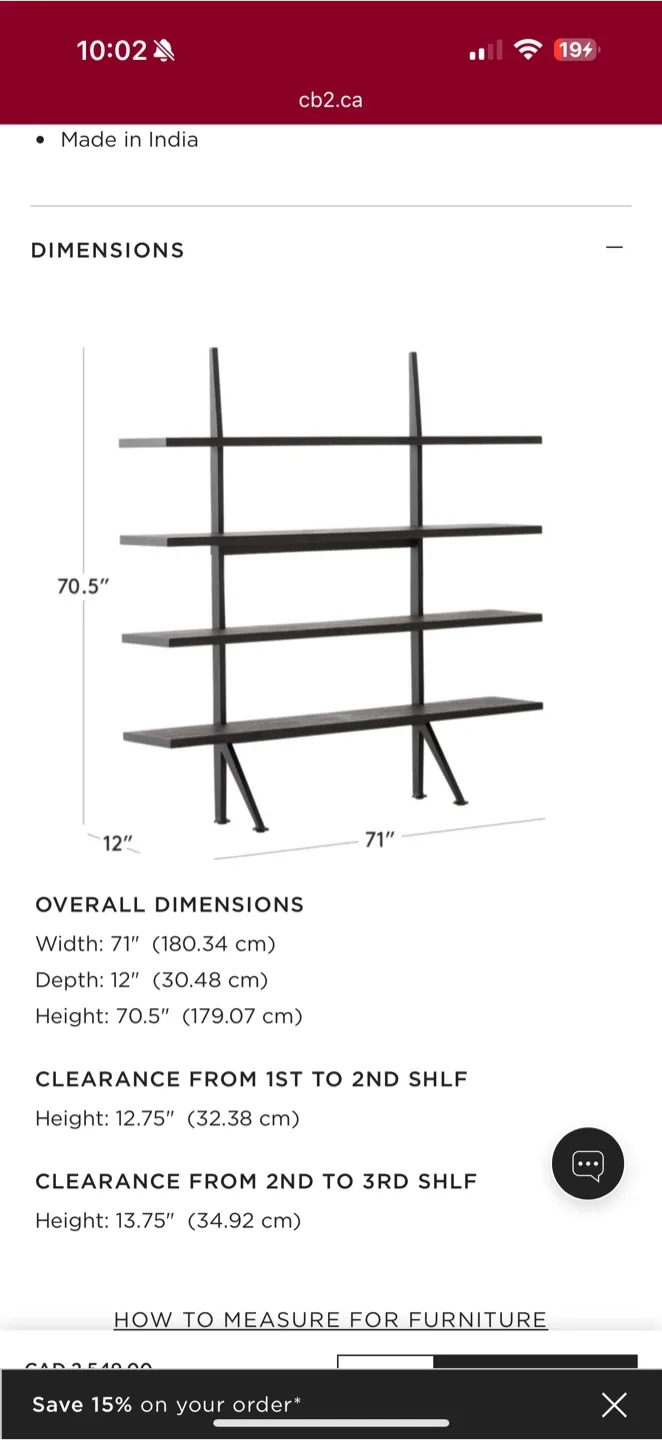 CB2 Azzurra Black Metal and Wood Bookshelf image indicator(5)