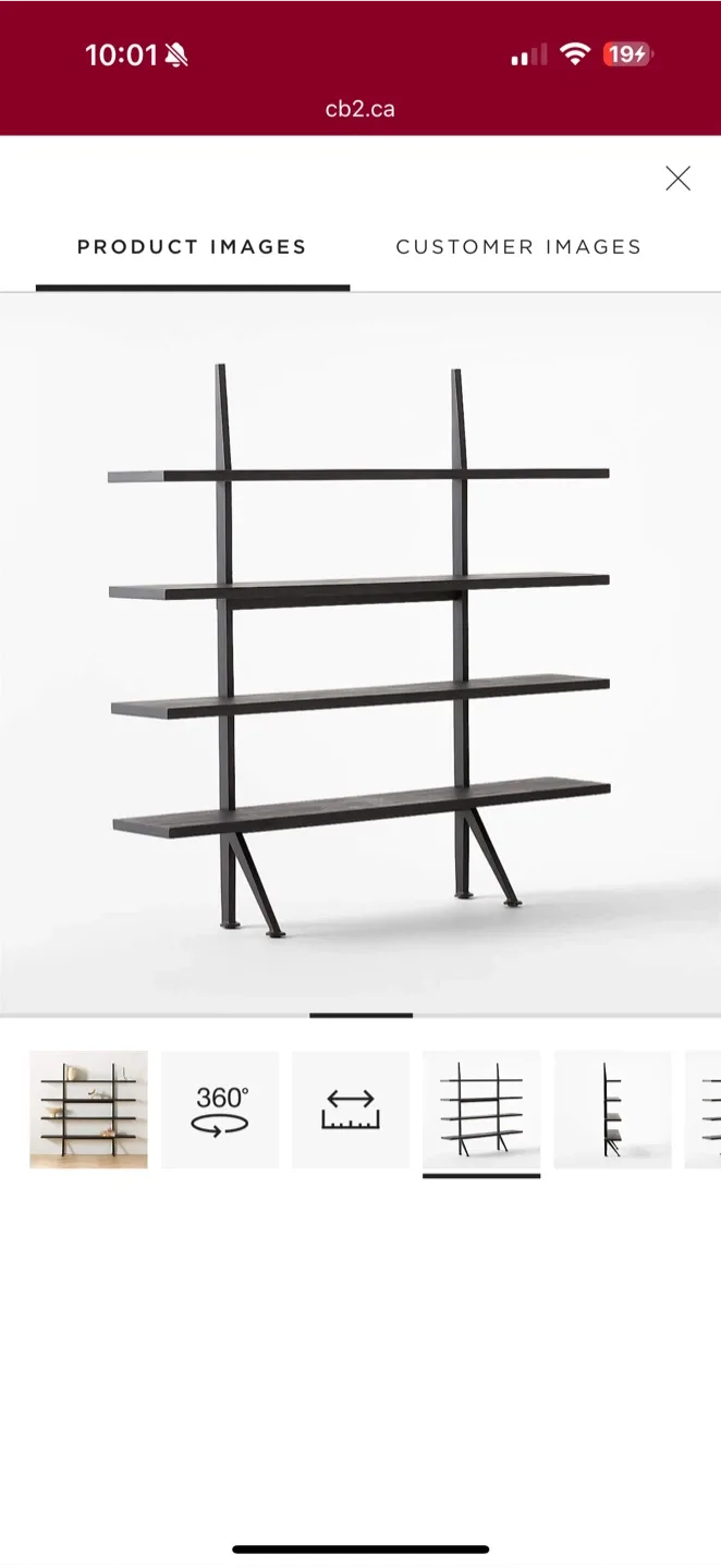 CB2 Azzurra Black Metal and Wood Bookshelf image indicator(2)