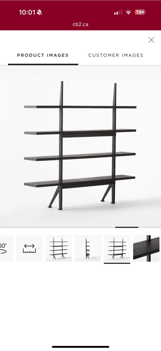 CB2 Azzurra Black Metal and Wood Bookshelf image indicator(7)