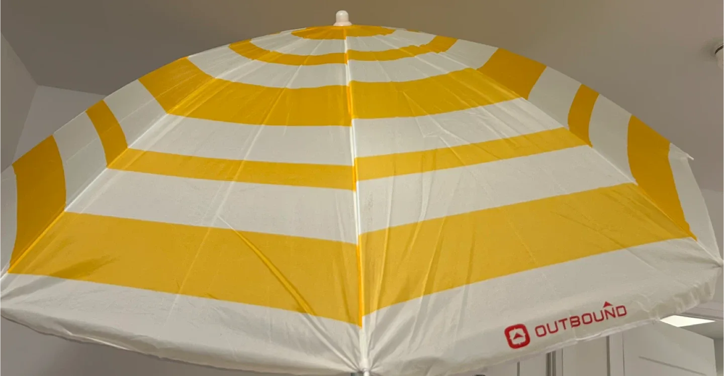 Outbound Yellow & White Beach Umbrella - #Cleanout image indicator(3)
