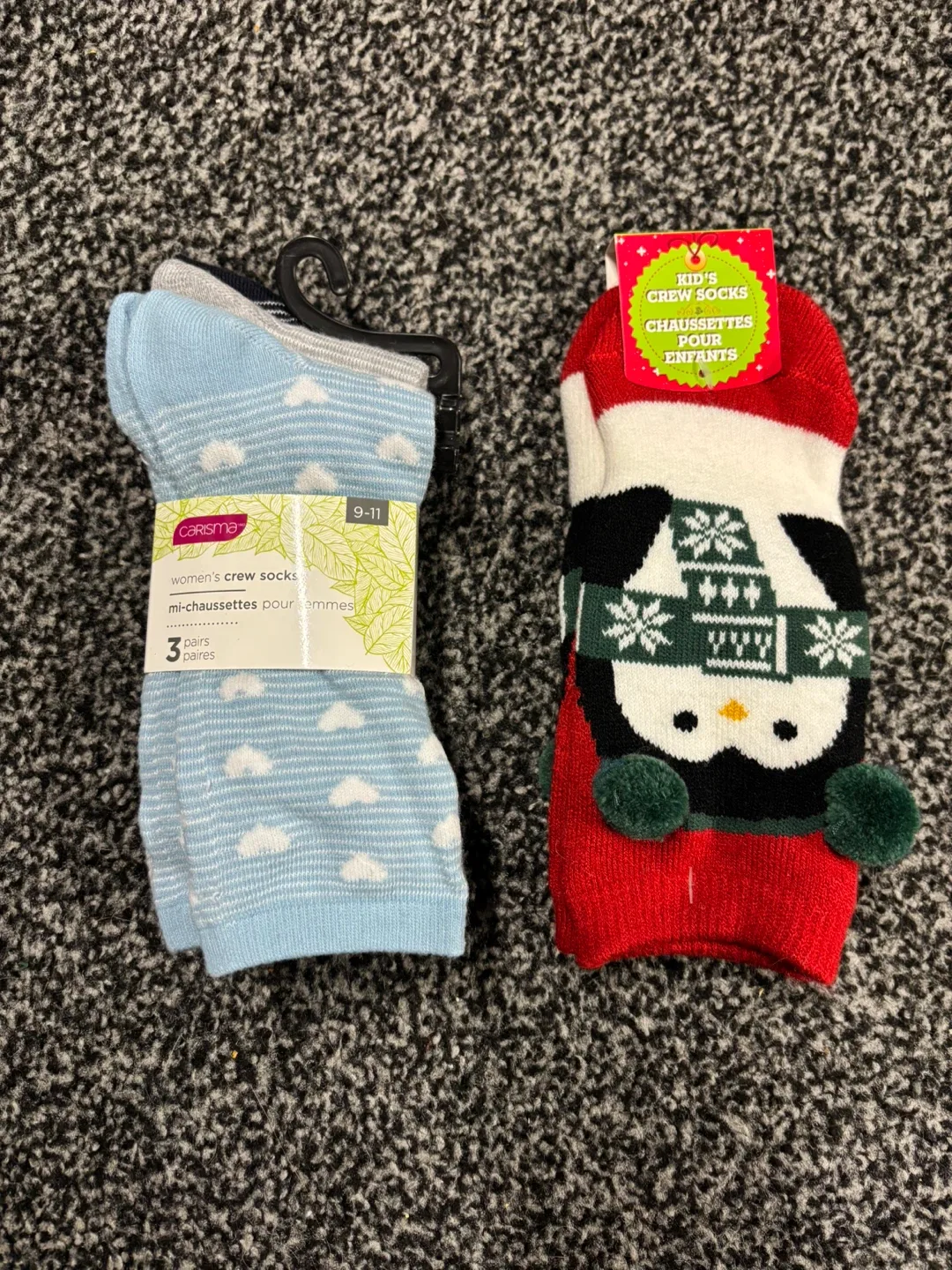 Carisma Women's Crew Socks & Kids Christmas Penguins Crew Socks