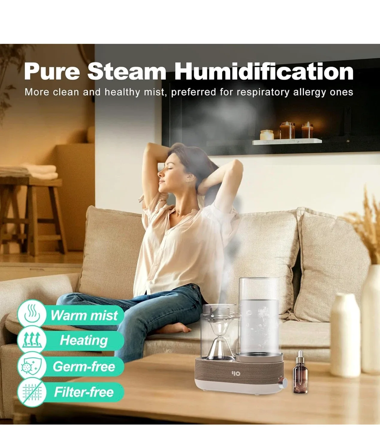 Y&O Steam Humidifier, 1600ml Aromatherapy Diffuser - Brand New image indicator(8)