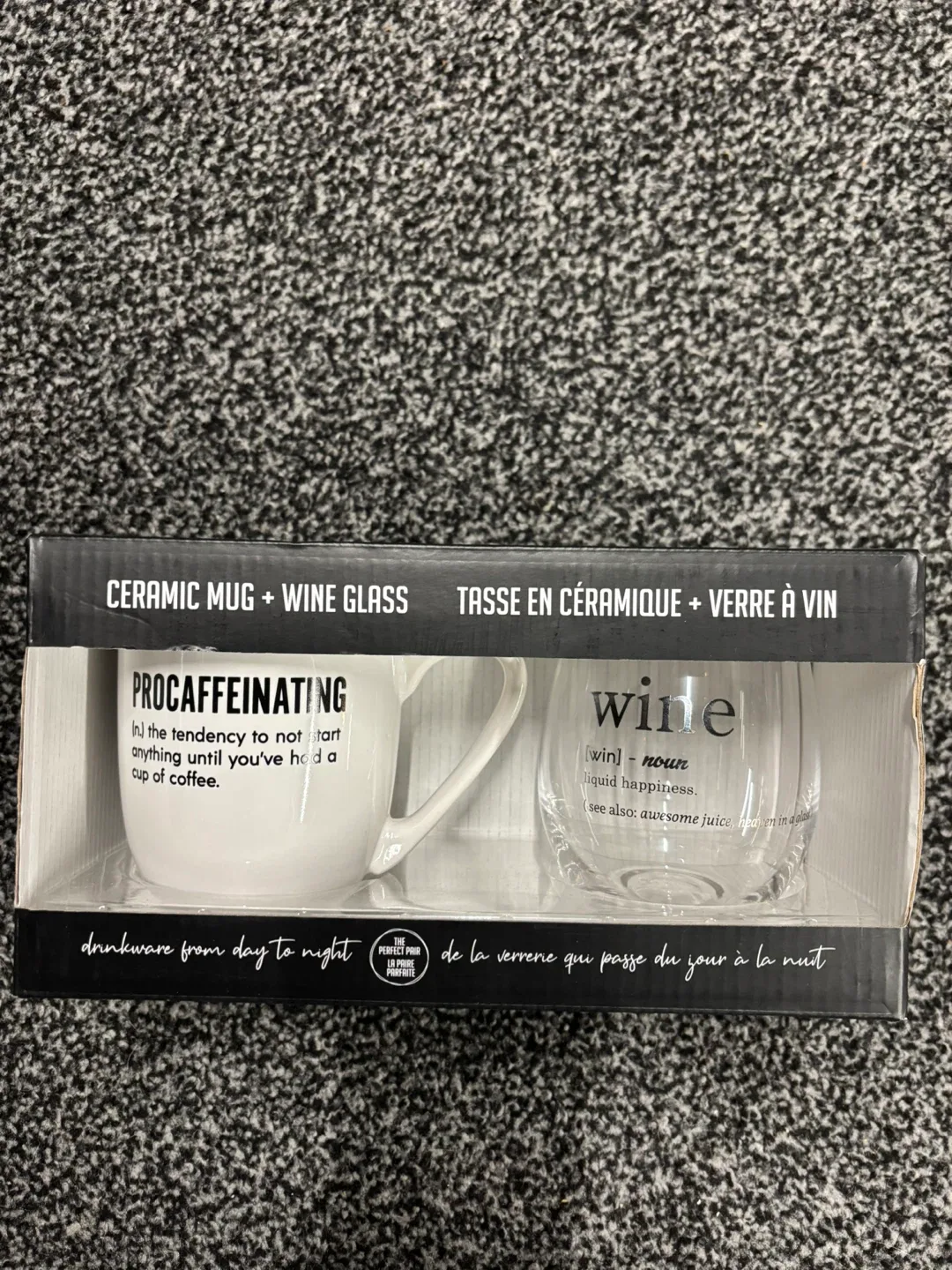 Ceramic Mug & Wine Glass Set - New in Box