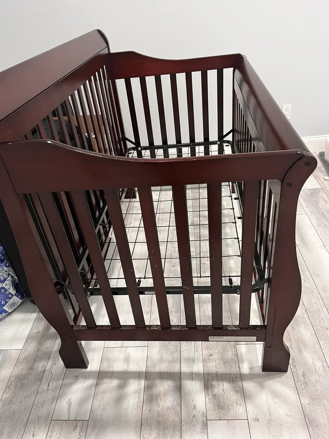 Wooden Baby Crib - Dark Brown