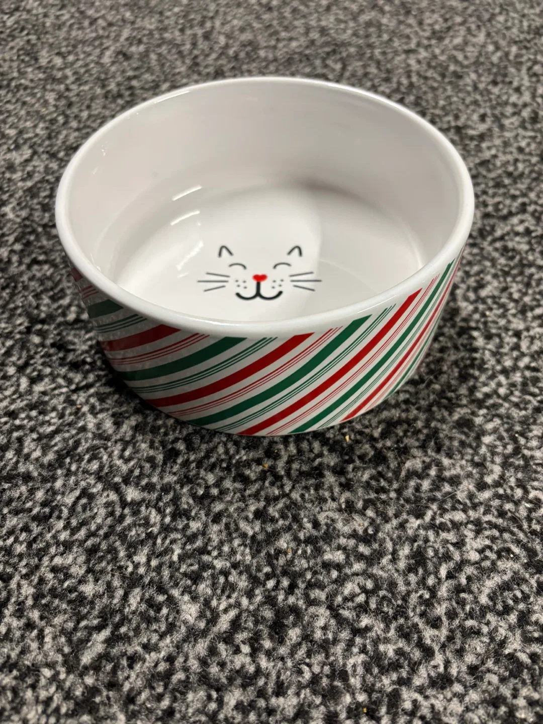 Candy Cane Striped Cat Bowl - New