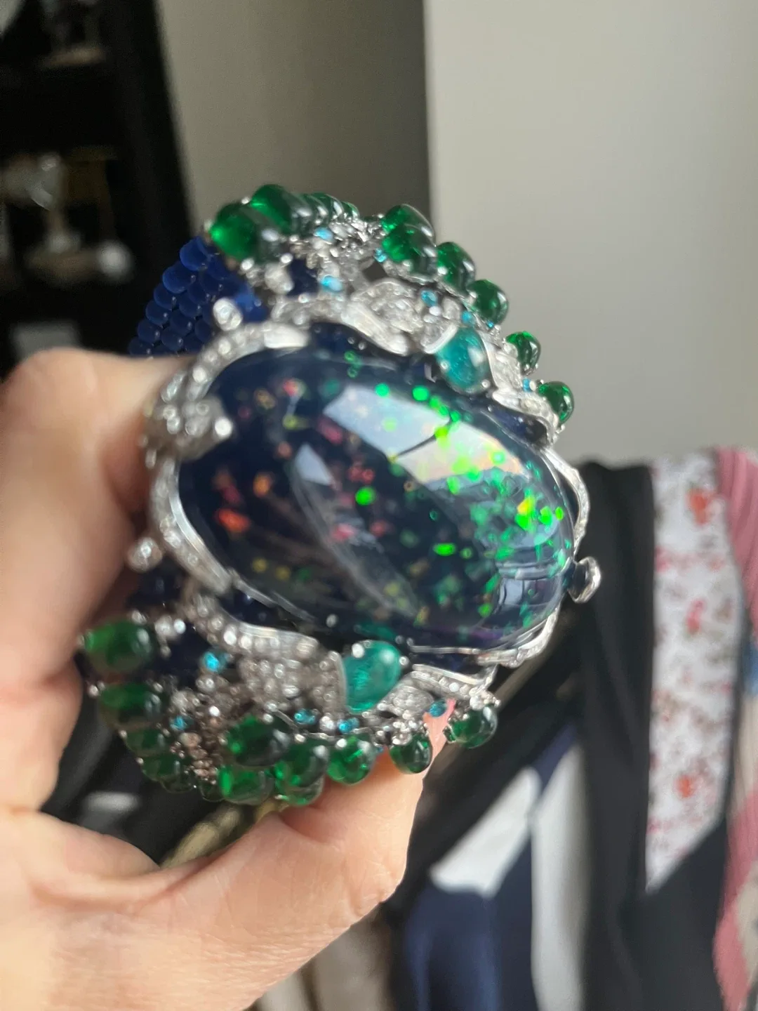 Statement Cuff Bracelet - Blue, Green, Silver