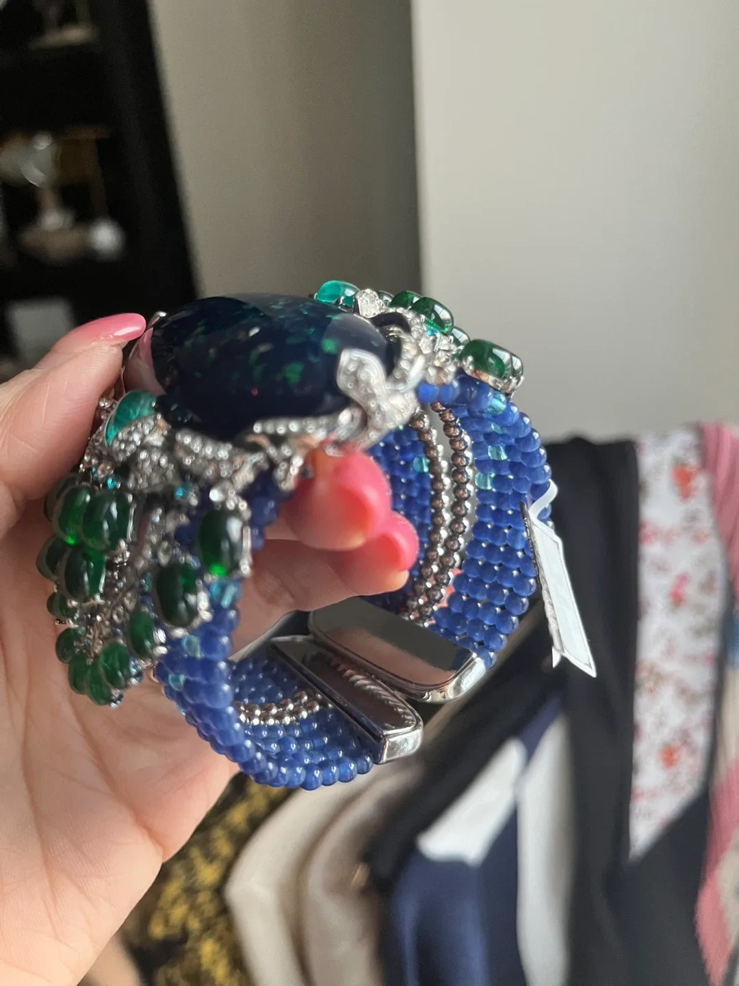 Statement Cuff Bracelet - Blue, Green, Silver image indicator(5)