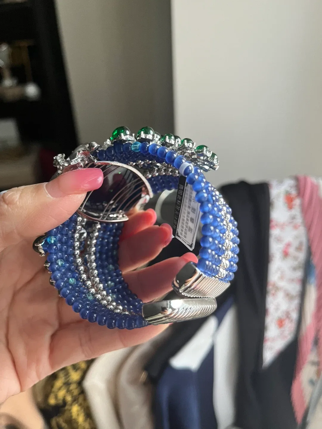 Statement Cuff Bracelet - Blue, Green, Silver image indicator(4)