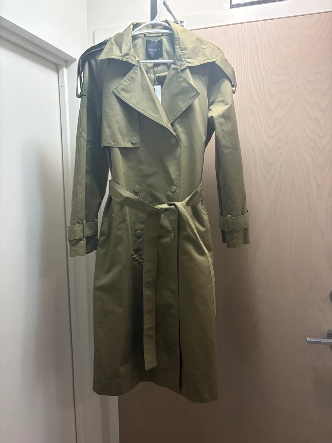 Dynamite XXS/XS Olive Green Trench Coat - New
