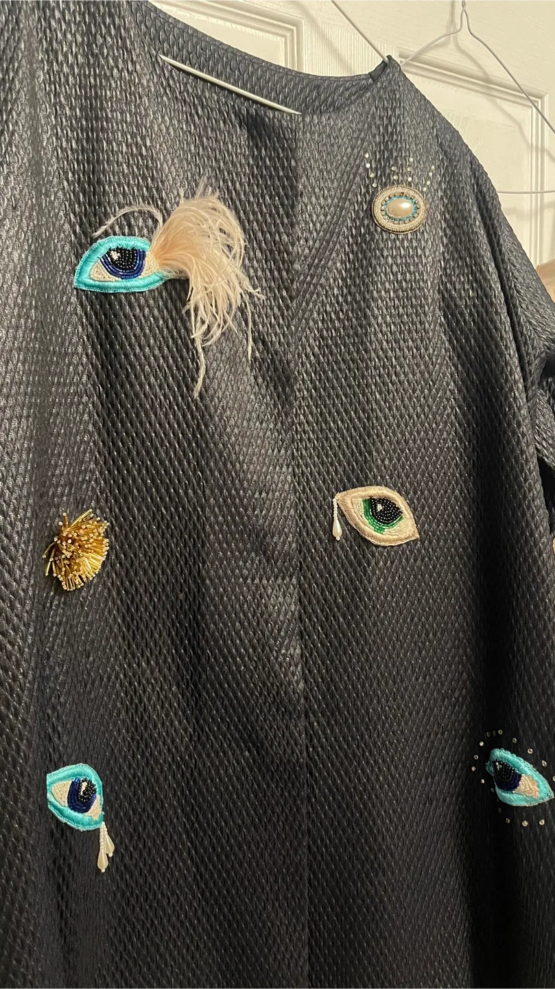 Black Embellished Jacket & Beige Pants Set #Cleanout image indicator(3)