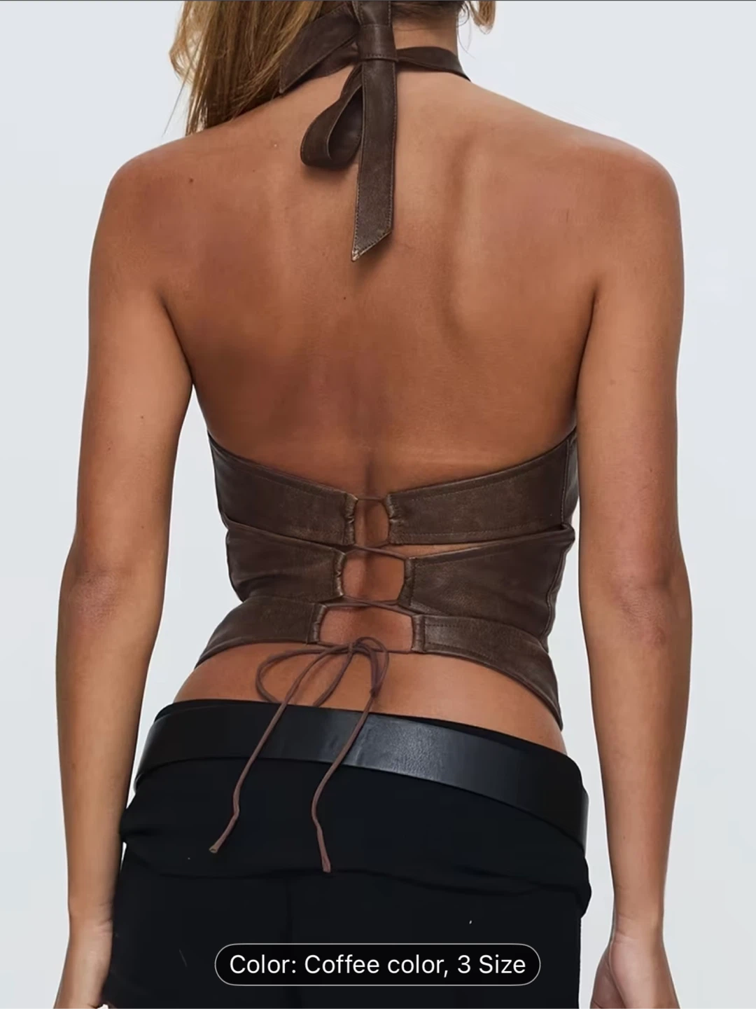 Coffee Brown Halter Top - Size S - photo 2