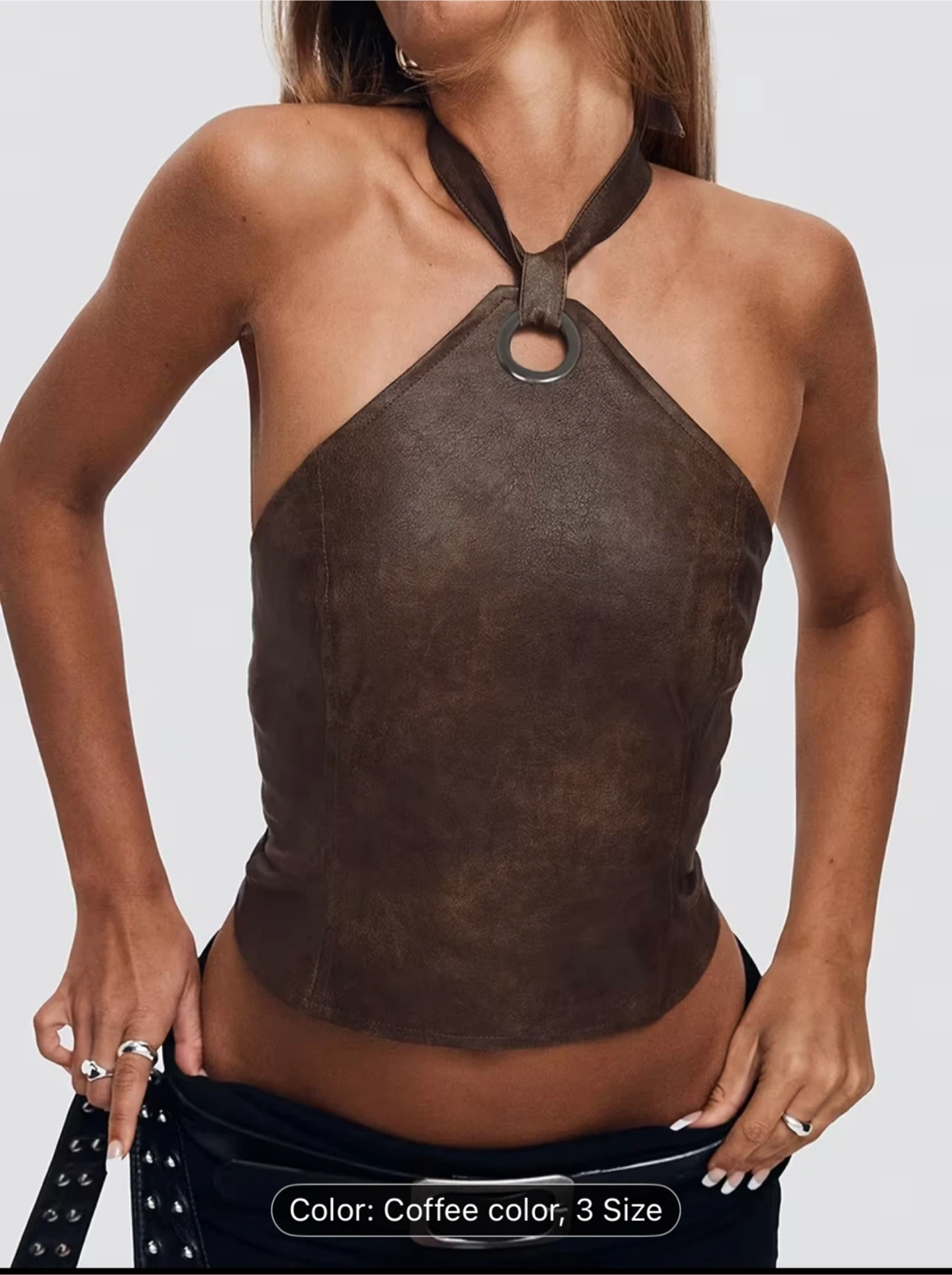 Coffee Brown Halter Top - Size S