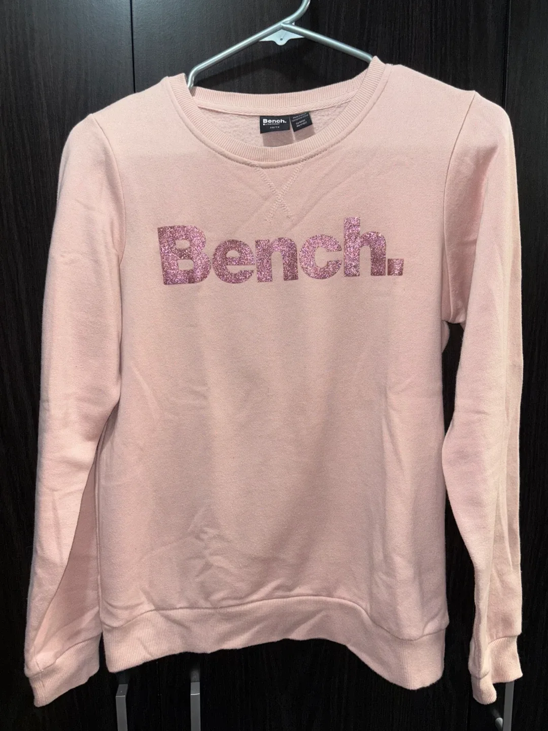 Bench. Women’s Peach Glitter Logo Sweatshirt - Size XS