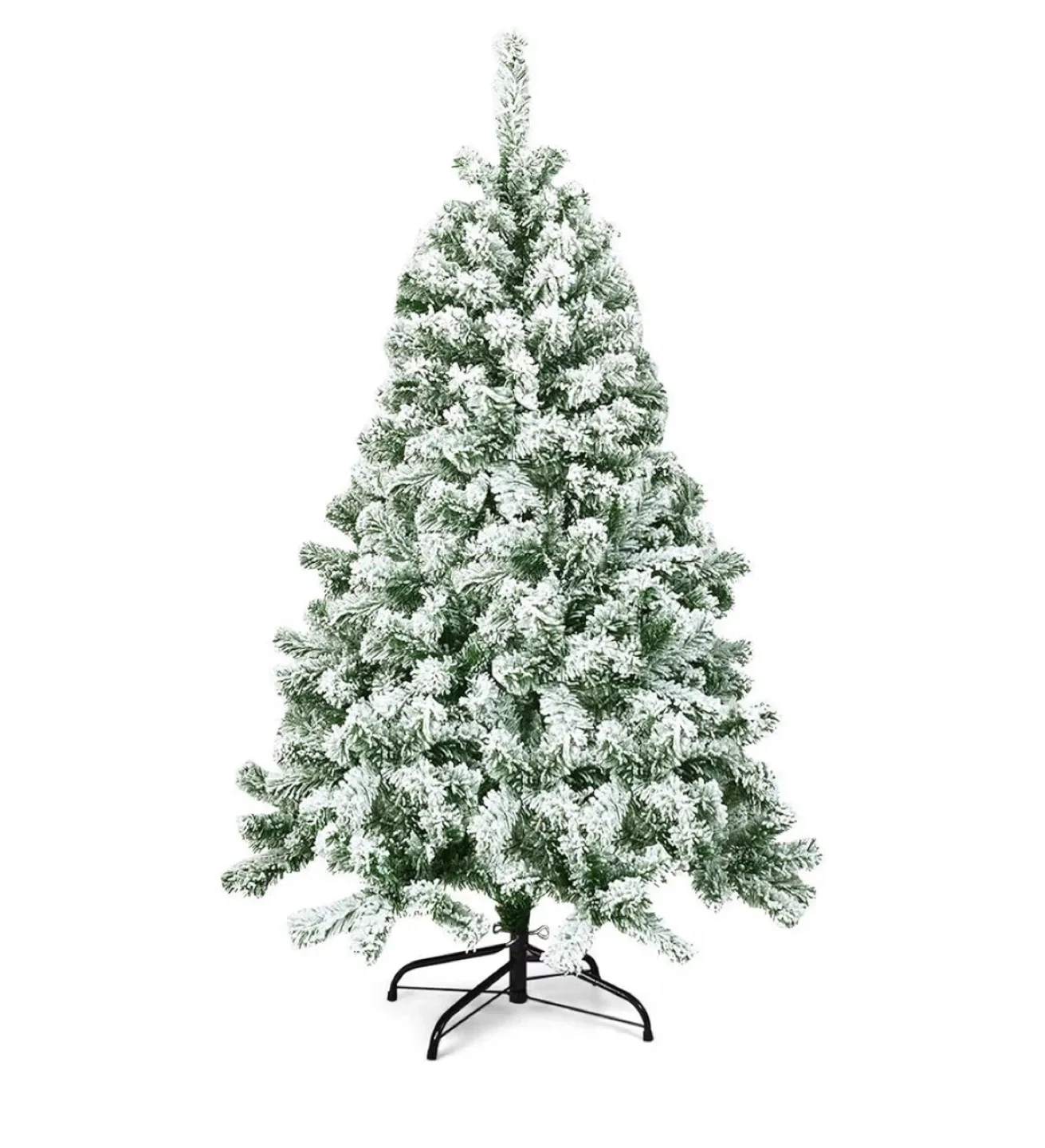 6FT Lighted Flocked Green Spruce Artificial Christmas Tree