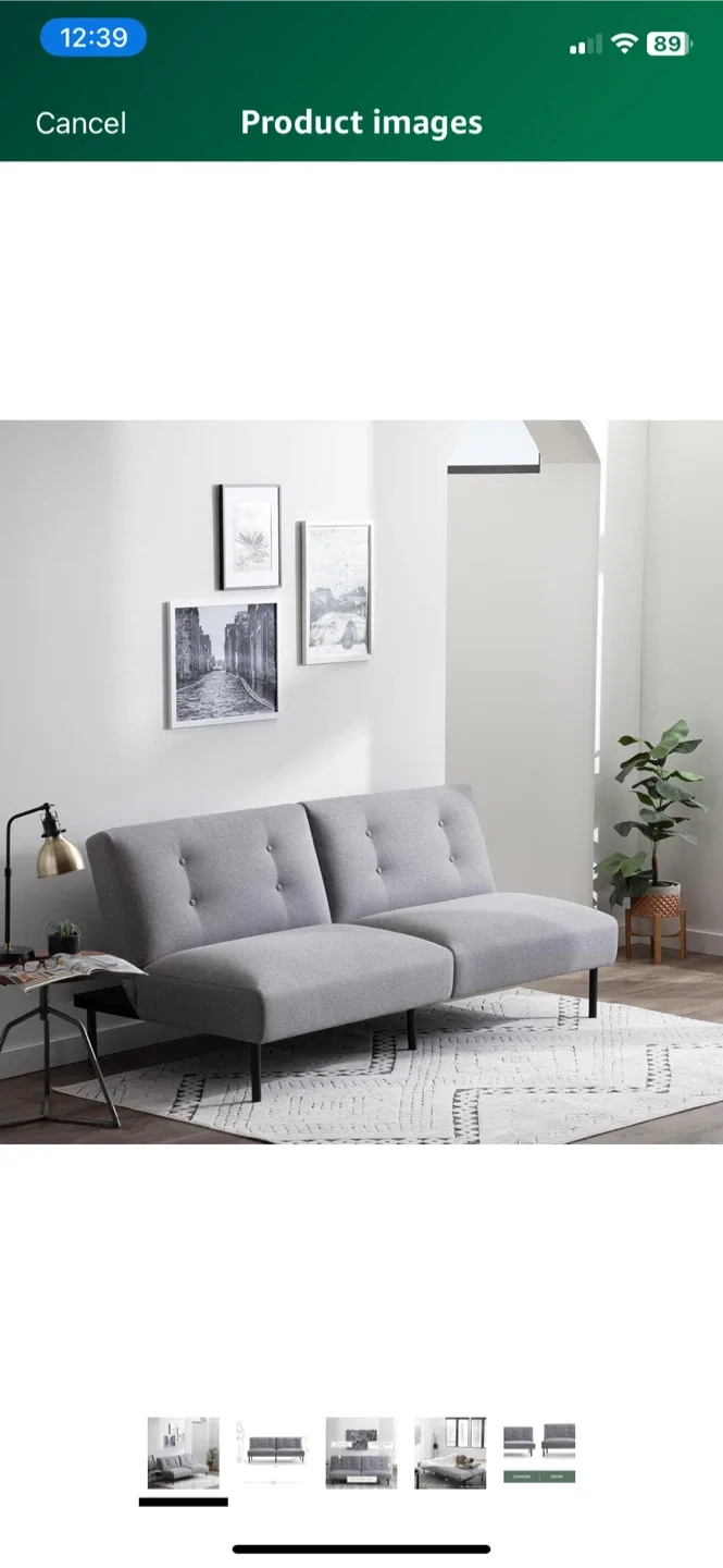 Edenbrook Gilman - Convertible Futon Sofa Bed - Grey Linen image indicator(3)