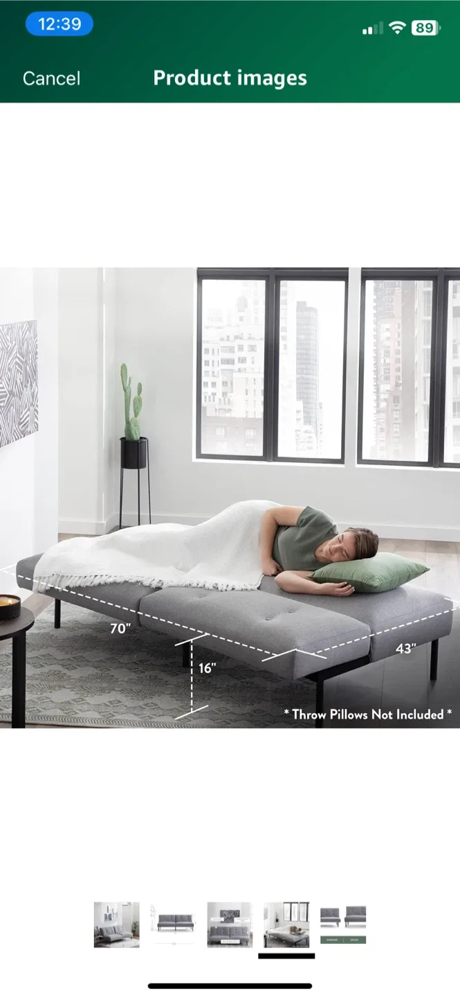 Edenbrook Gilman - Convertible Futon Sofa Bed - Grey Linen image indicator(6)