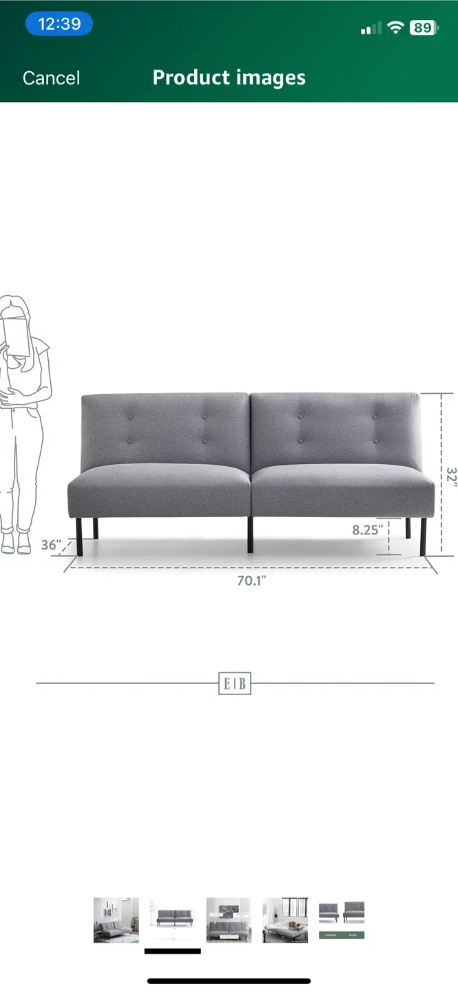 Edenbrook Gilman - Convertible Futon Sofa Bed - Grey Linen image indicator(4)