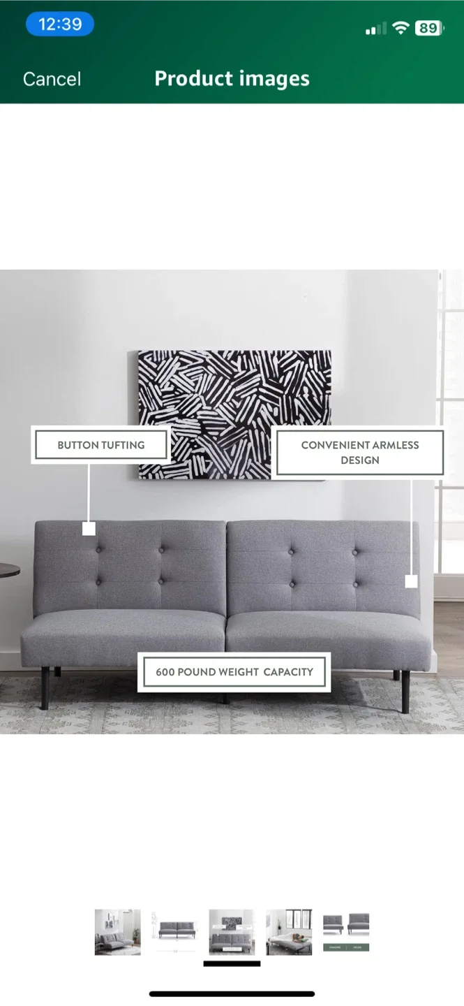 Edenbrook Gilman - Convertible Futon Sofa Bed - Grey Linen image indicator(5)