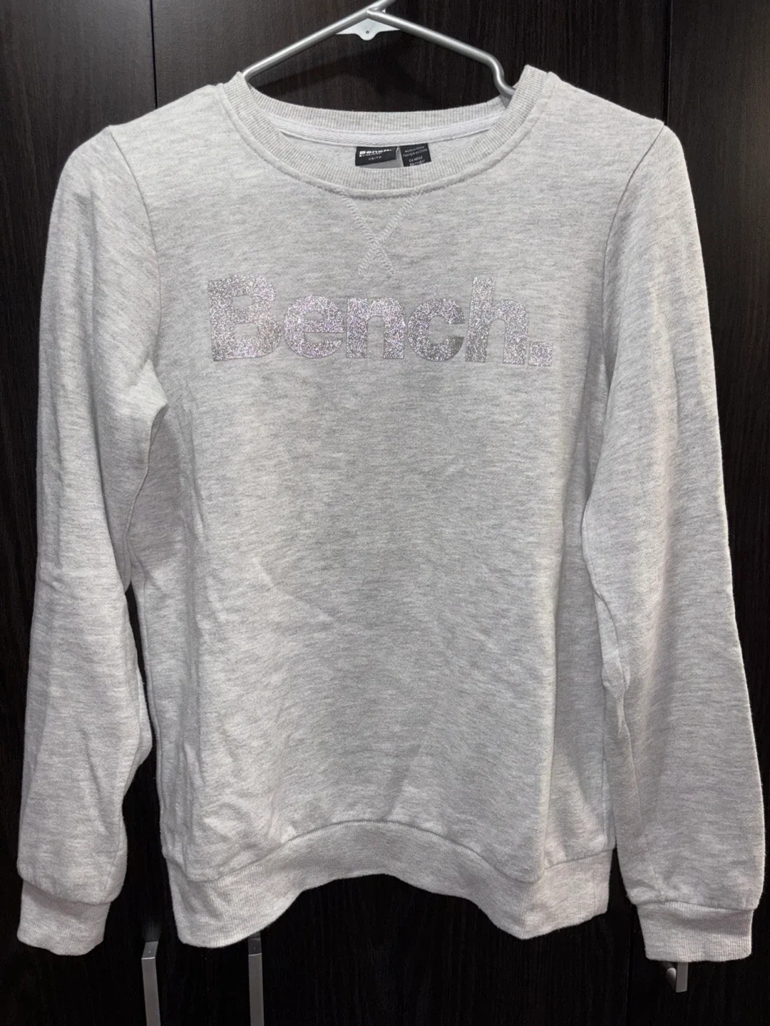Bench. Women’s Grey Glitter Logo Sweatshirt - Size XS