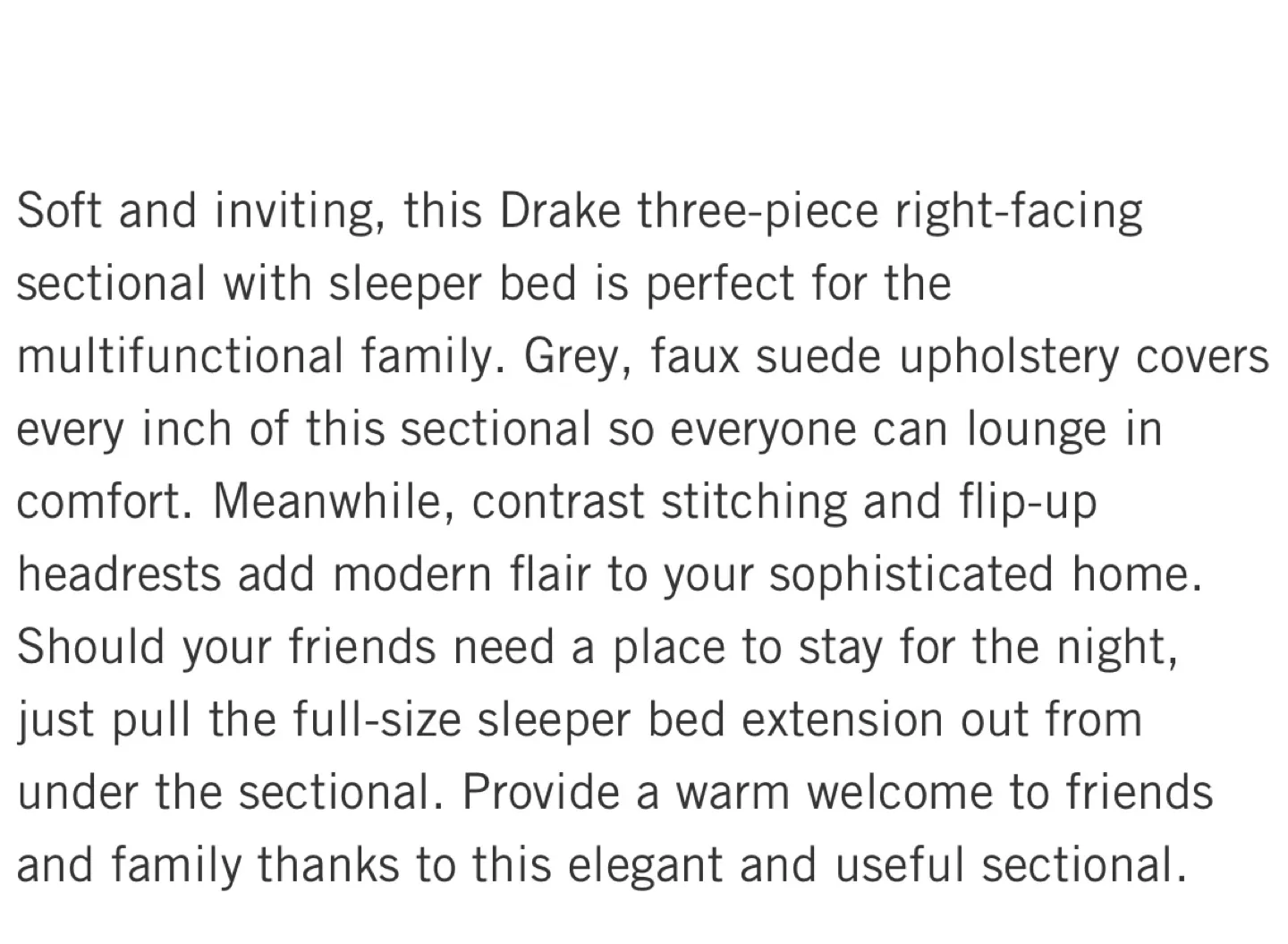 Drake 3-Piece Grey Sectional with Sleeper Bed