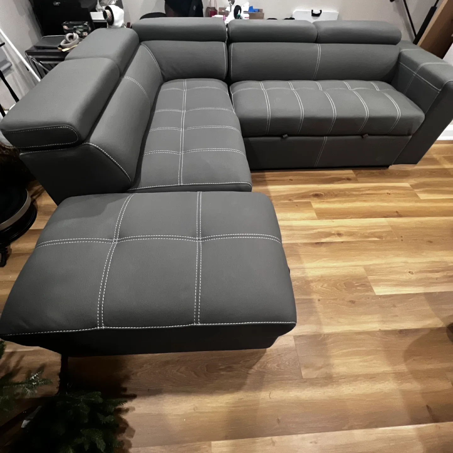 Drake 3-Piece Grey Sectional with Sleeper Bed image indicator(3)