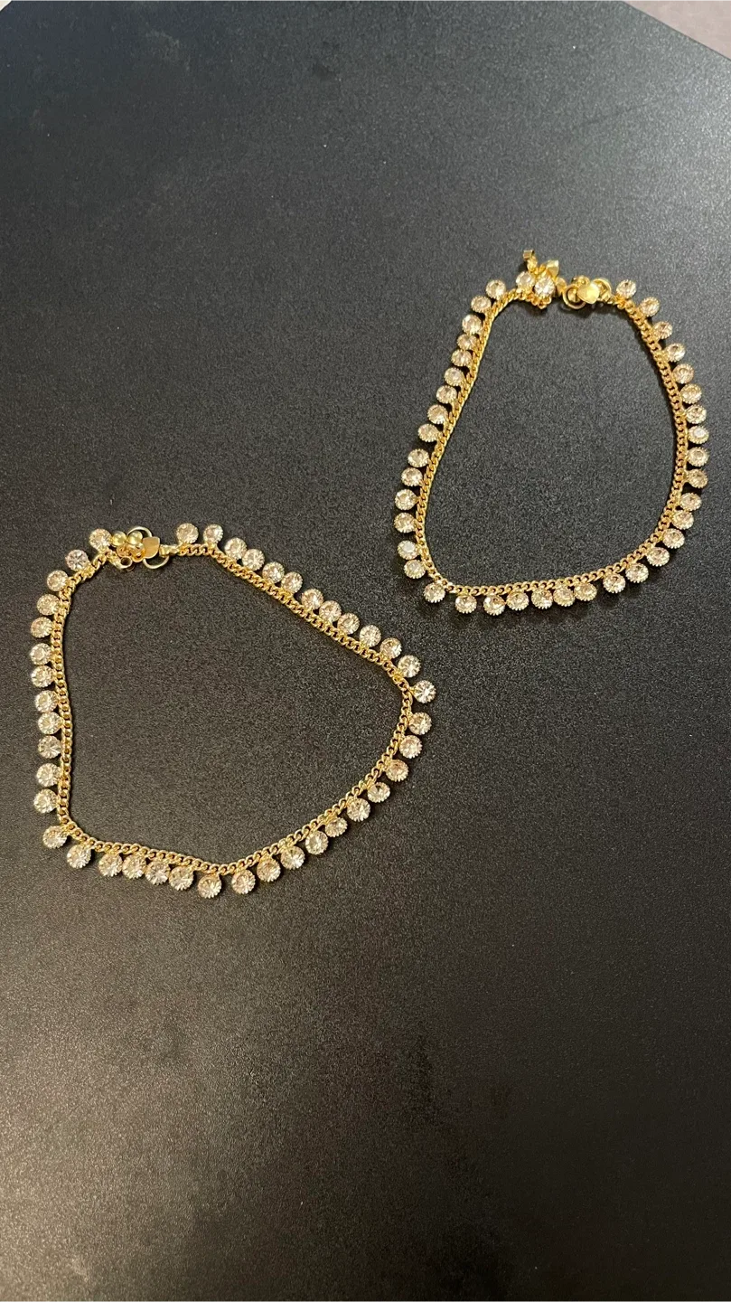 Gold Anklets with Rhinestones  #Cleanout image indicator(3)