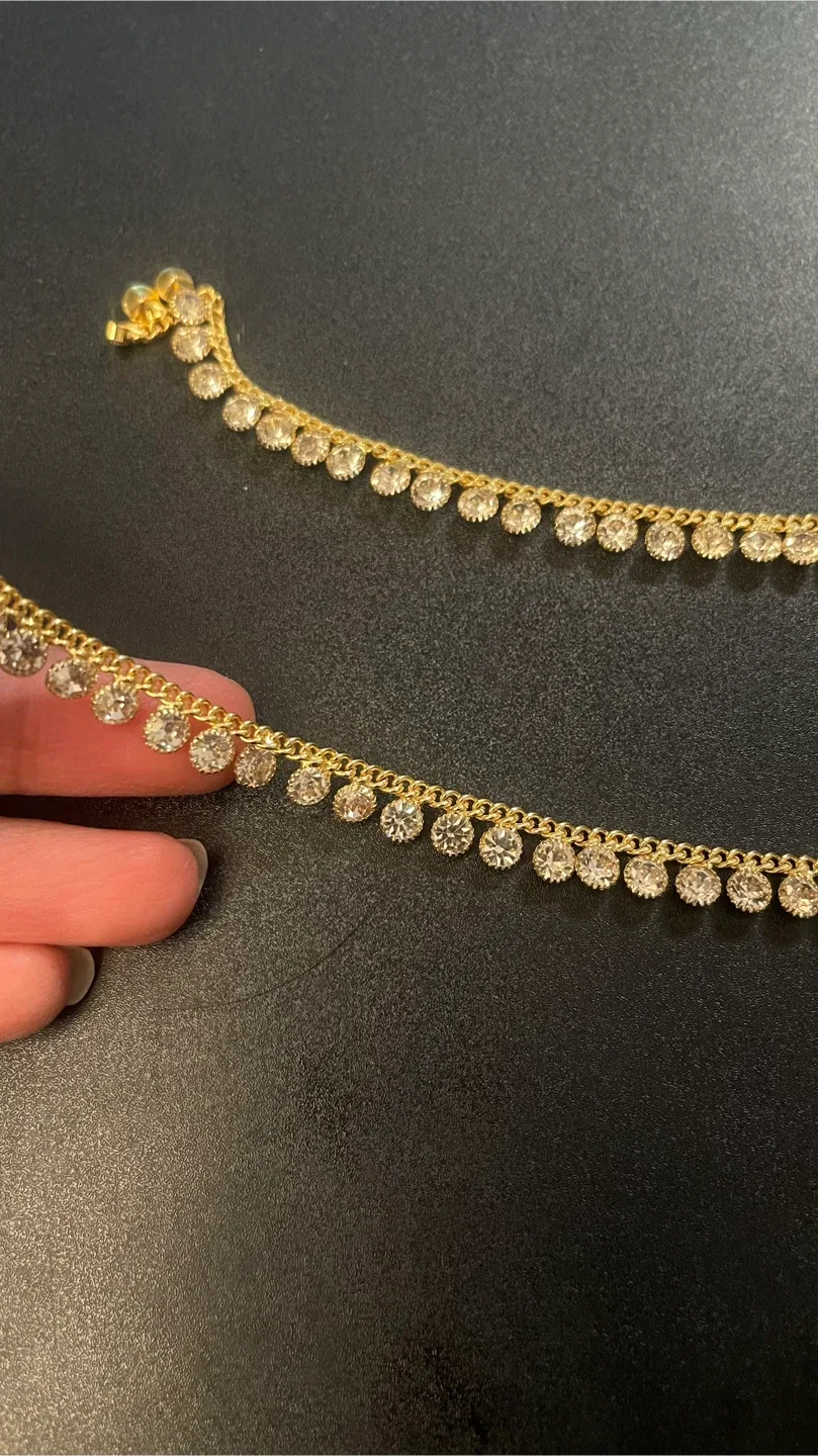 Gold Anklets with Rhinestones  #Cleanout image indicator(2)
