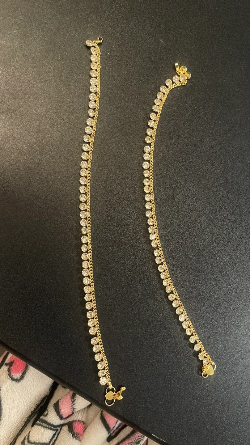 Gold Anklets with Rhinestones  #Cleanout