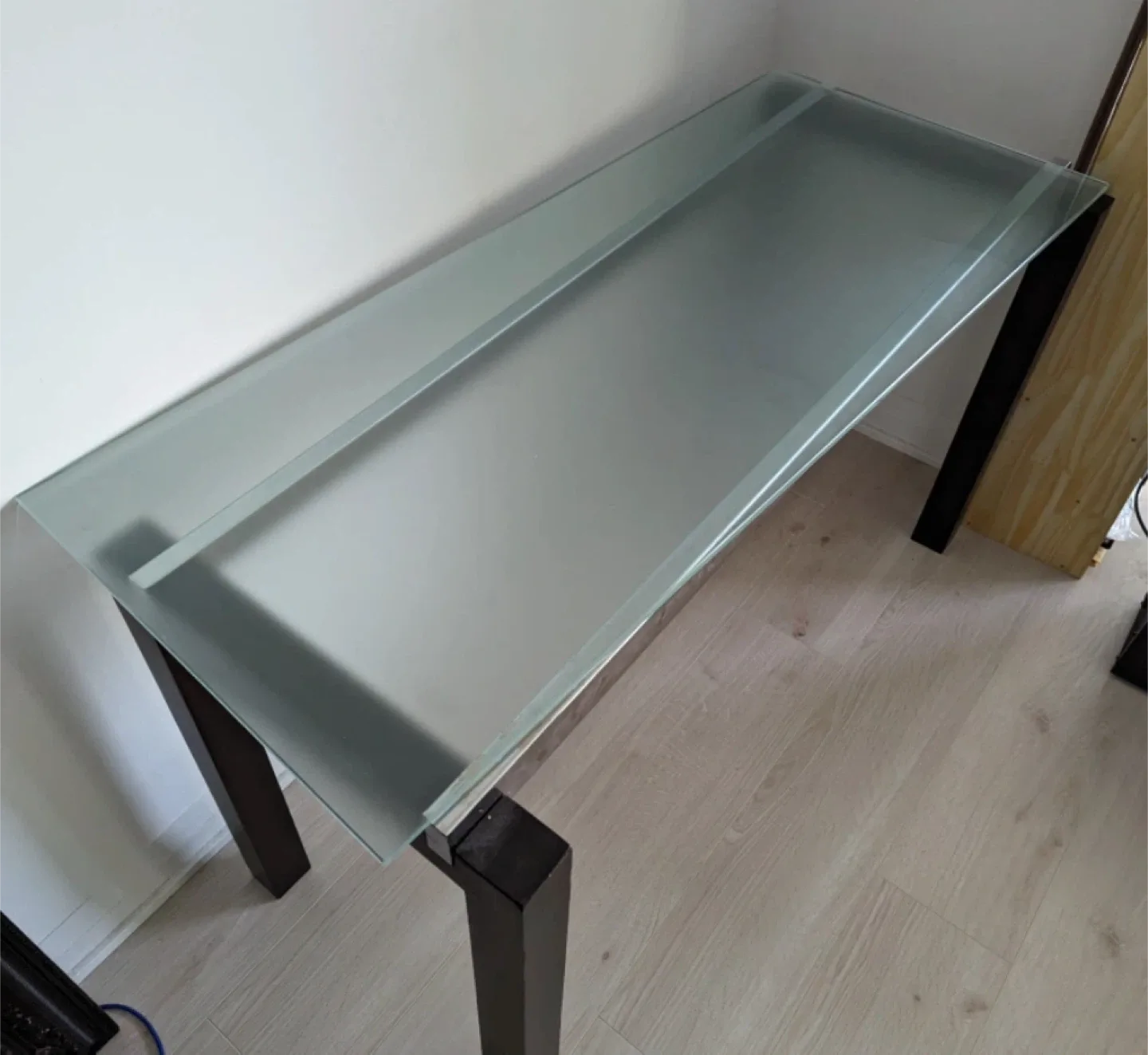 Glass Top Desk with Dark Wood Legs image indicator(3)
