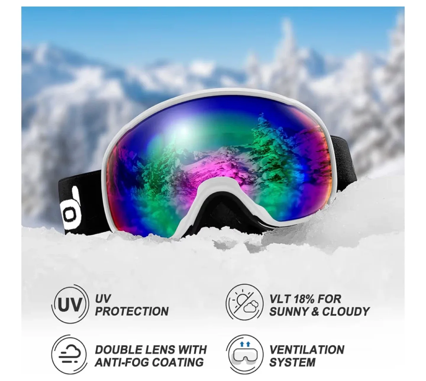 New! White Snow Ski Helmet, Size S image indicator(7)