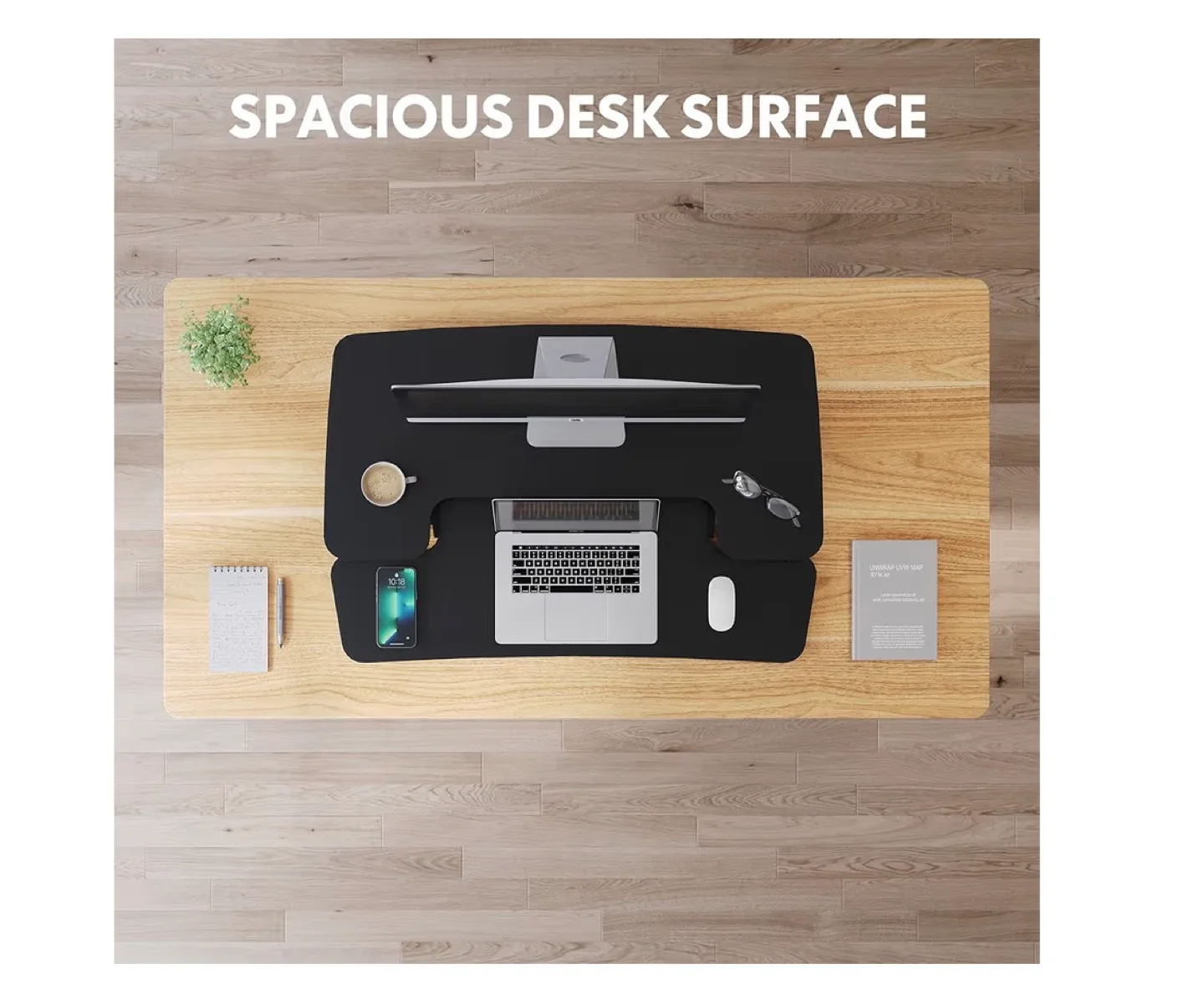 New! 36" Standing Desk Converter - Black image indicator(4)