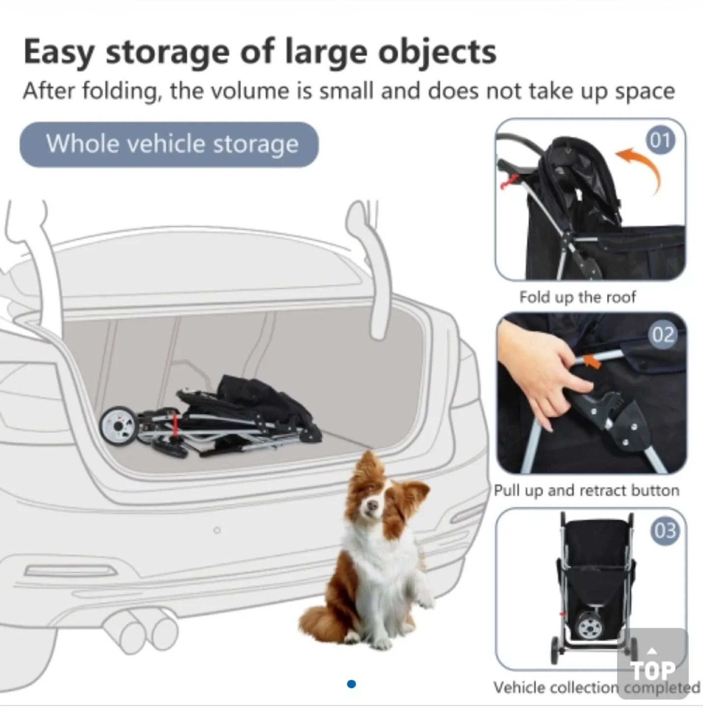 New! Foldable Dog & Cat Jogger Stroller image indicator(4)
