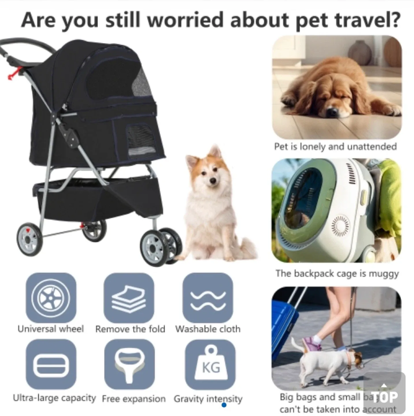 New! Foldable Dog & Cat Jogger Stroller image indicator(6)